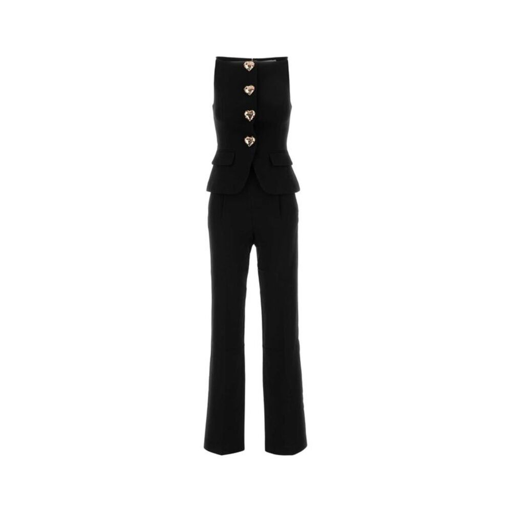 Self Portrait Women Black Wool Jumpsuit
